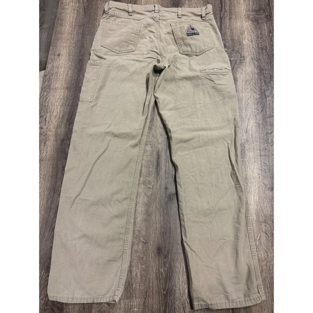 Bulwark FR Khaki Flame Resistant Work Pants CAT2 NFPA 2112 Mens 33x32 Tan
